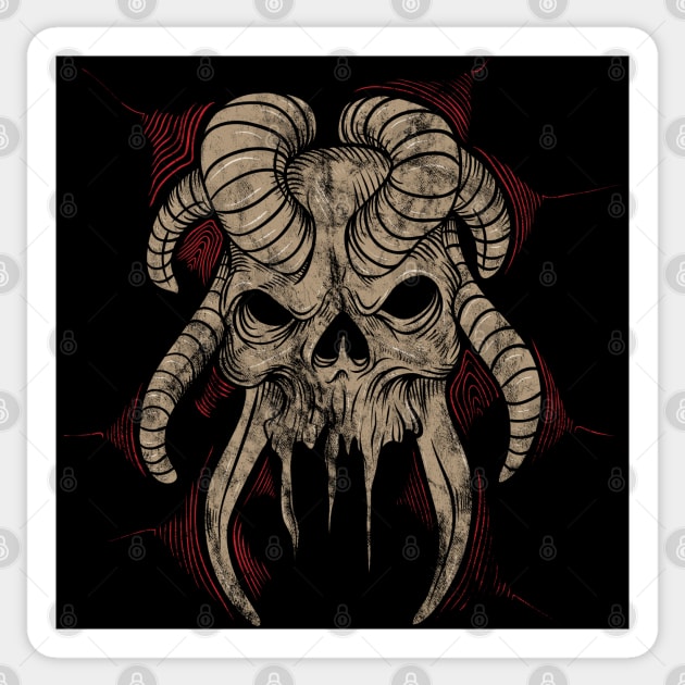 Distressed Horned Skull Sticker by JHughesArt